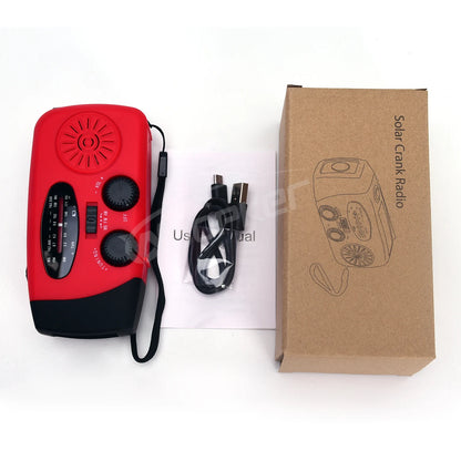 E01 Emergency Radio 2000Mah Large Capacity Hand Powered Solar Rechargeable Portable USB (FM/AM/NOAA) WB Weather Radio