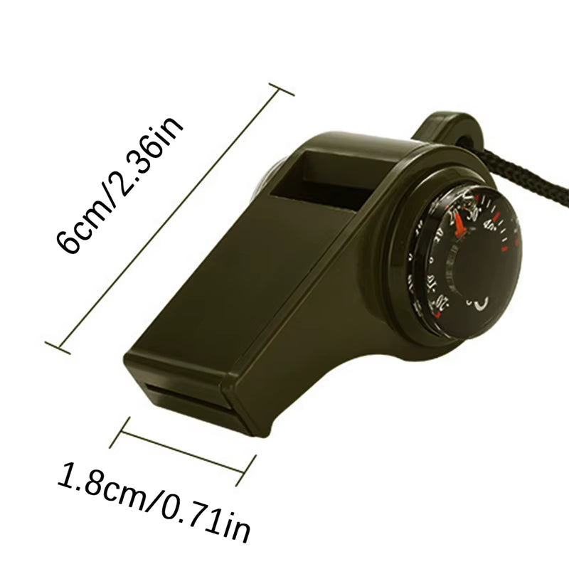 3 in 1 Emergency Survival Whistle Compass Thermometer Referee Cheerleading Whistle Camping Hiking Outdoor Multifunction Whistle